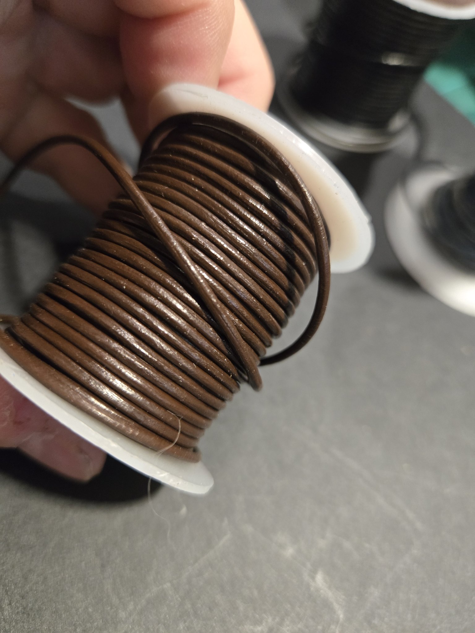 Brown leather necklace option, 1.5mm thick cord, available in lengths from 20 to 30 inches