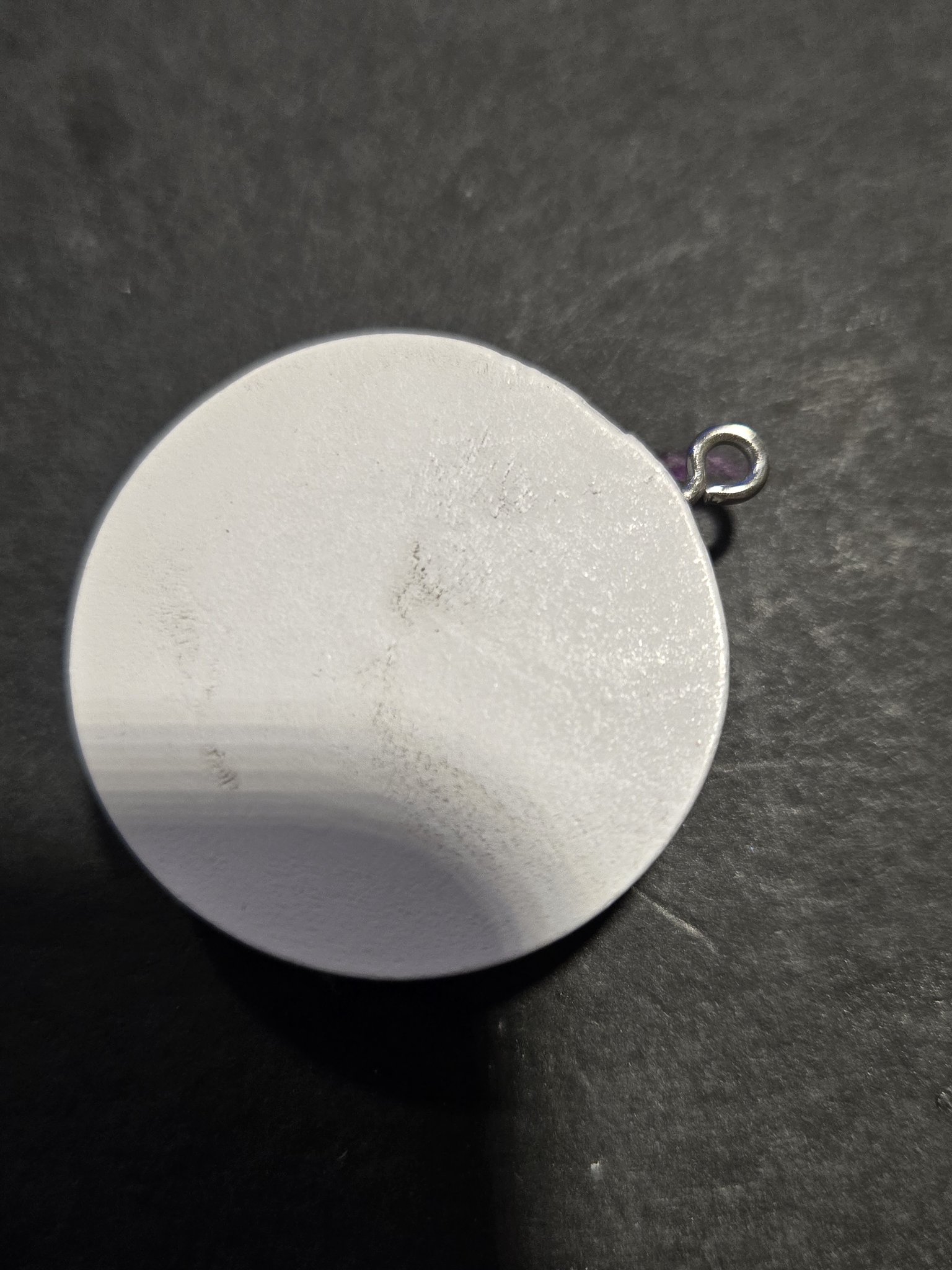 Back of stock 208 disco ball pendant in its white wood frame