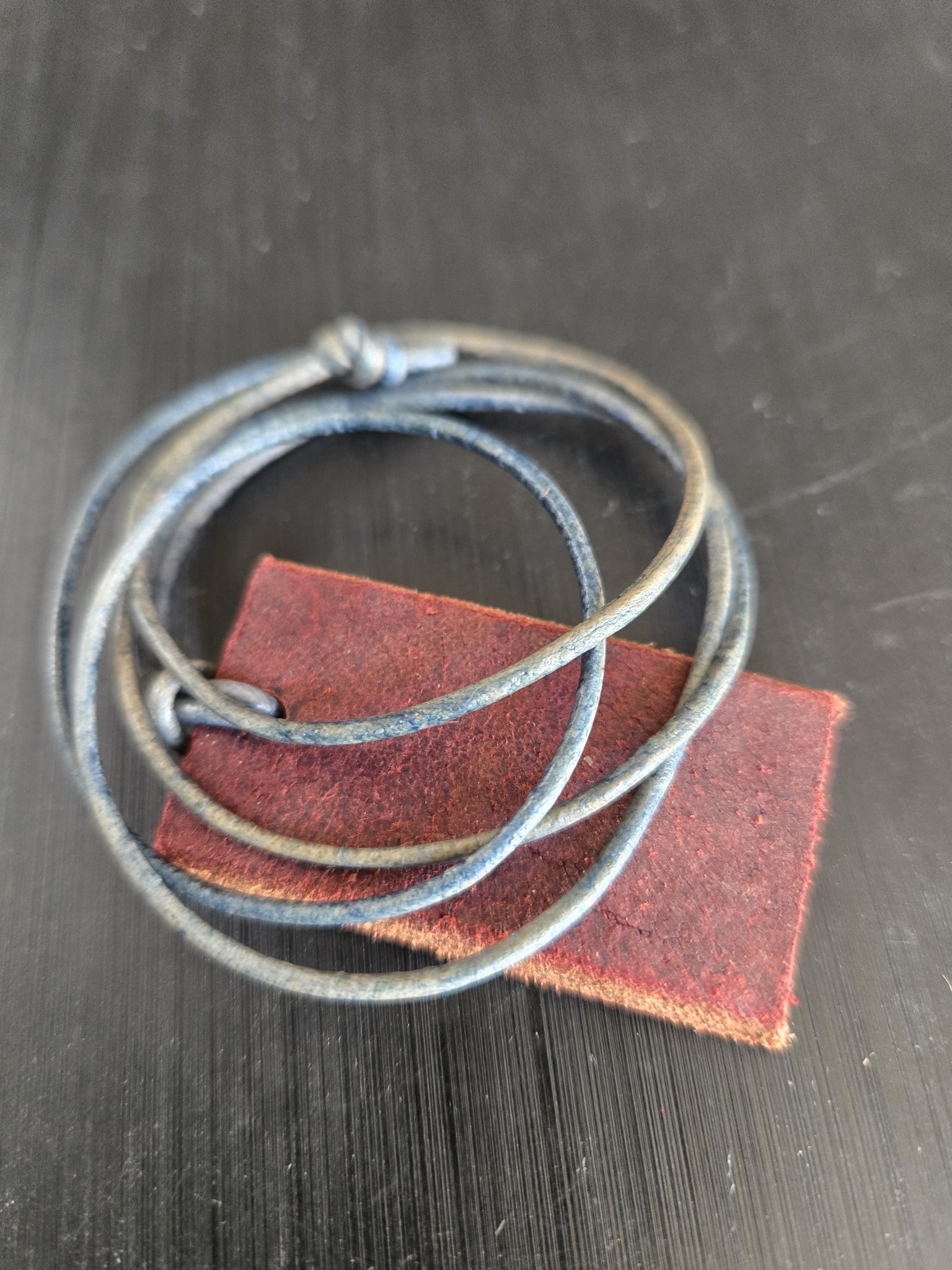 Plain leather back of stock 177 I love you saddle leather pendant