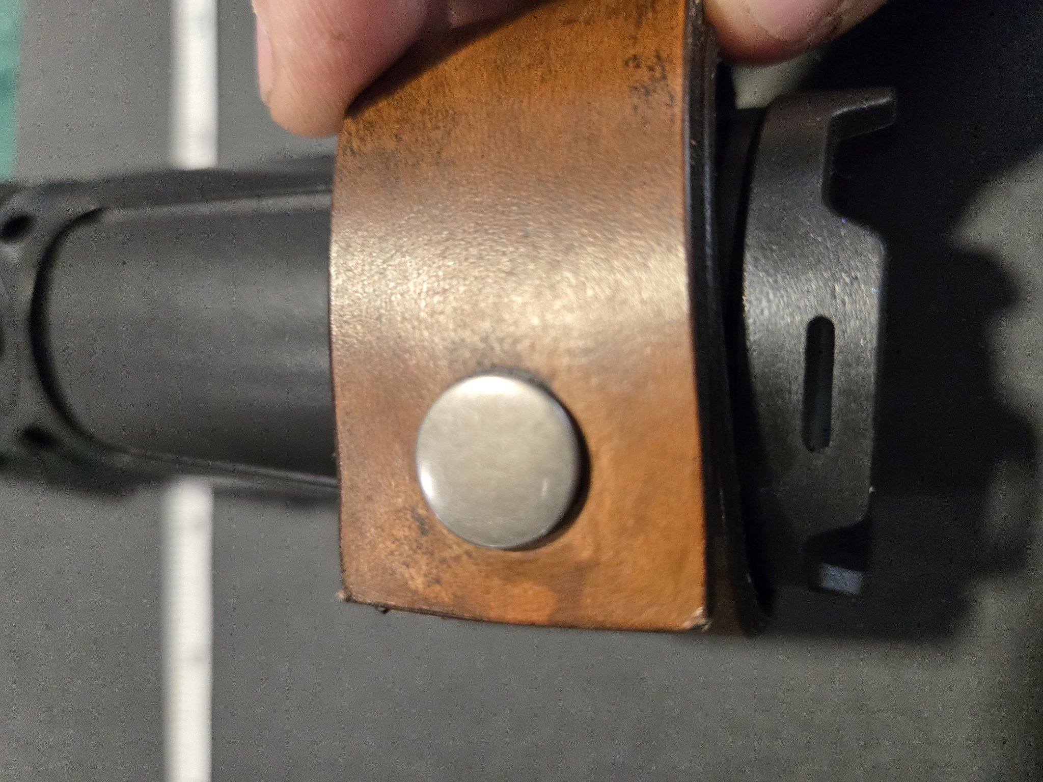 Side view of stock 222 showing its snap closure