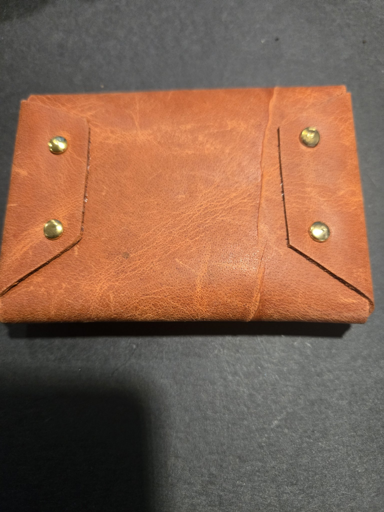 Back of stock 245 showing the riveted sides with brass rivets